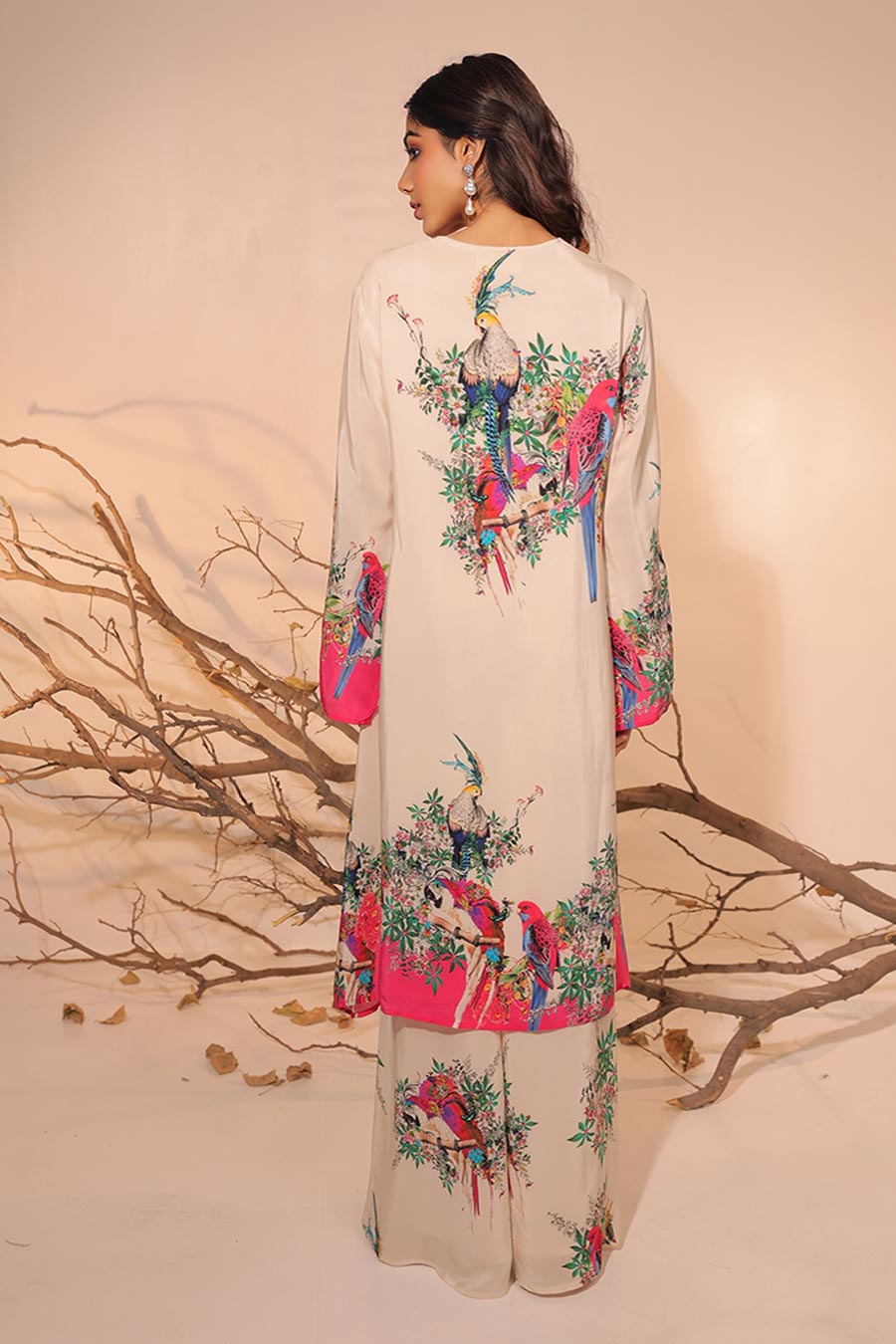 Off-White Parinda Printed A-Line Kurta Set