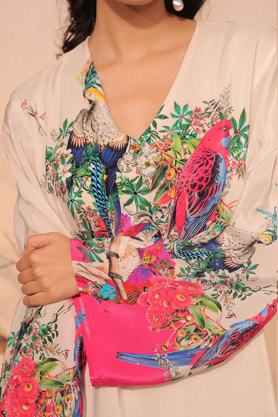 Off-White Parinda Printed A-Line Kurta Set