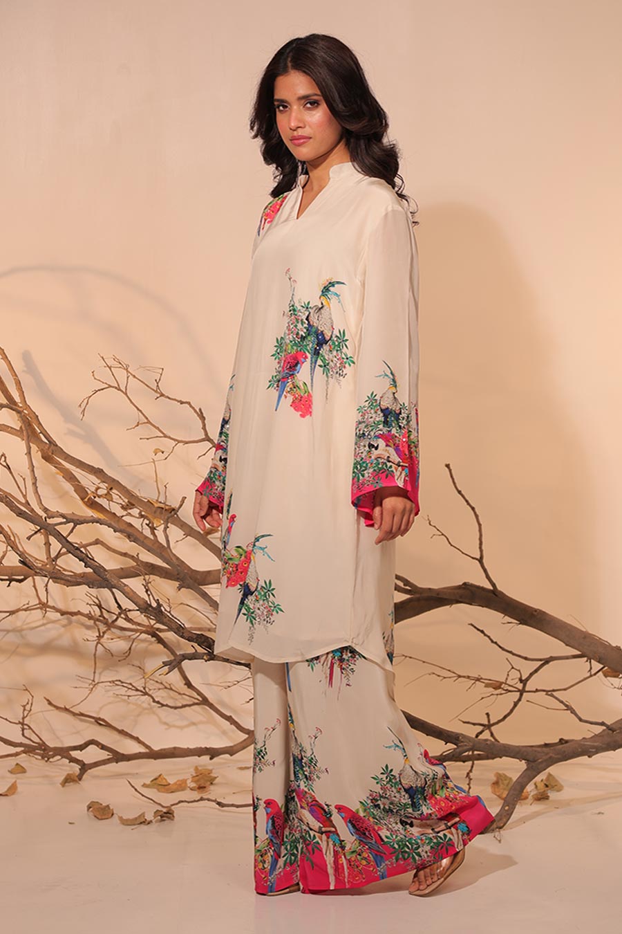 Off-White Parinda Printed Tunic Set