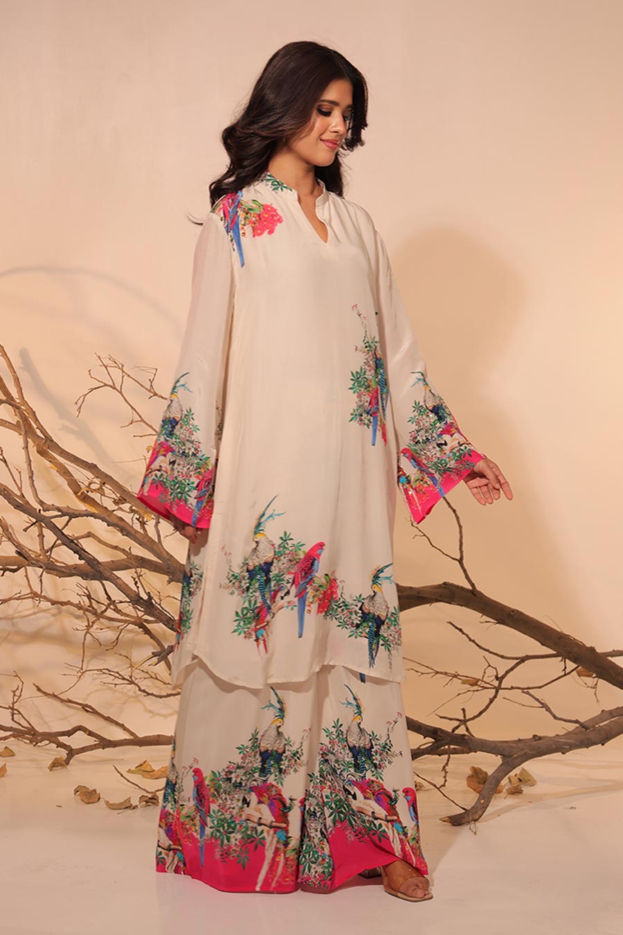 Off-White Parinda Printed Tunic Set
