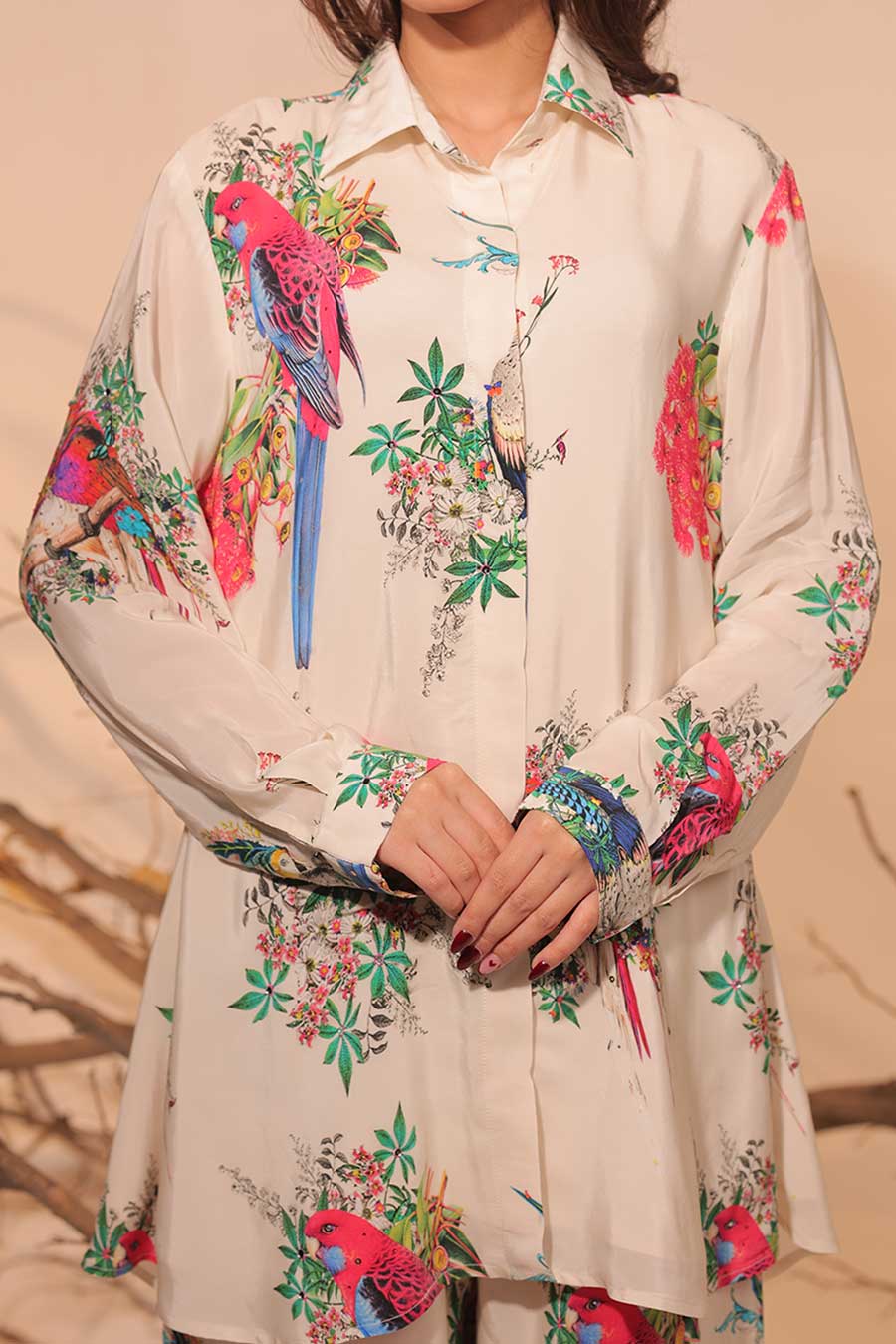 Off-White Parinda Printed Shirt & Pant Co-Ord Set