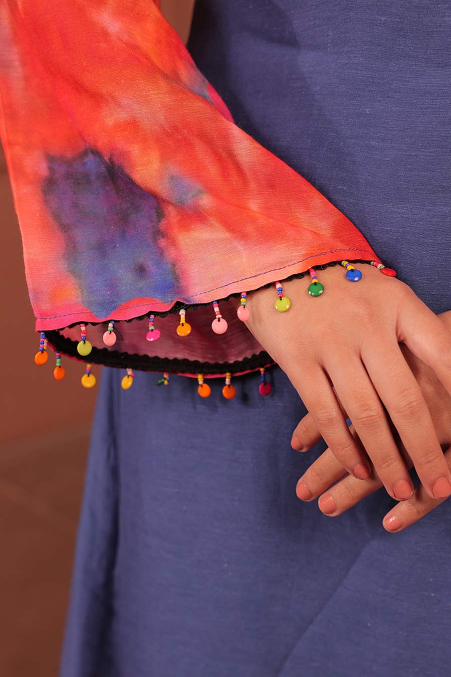 Blue & Pink Pankhudi Printed A-Line Kurta Set