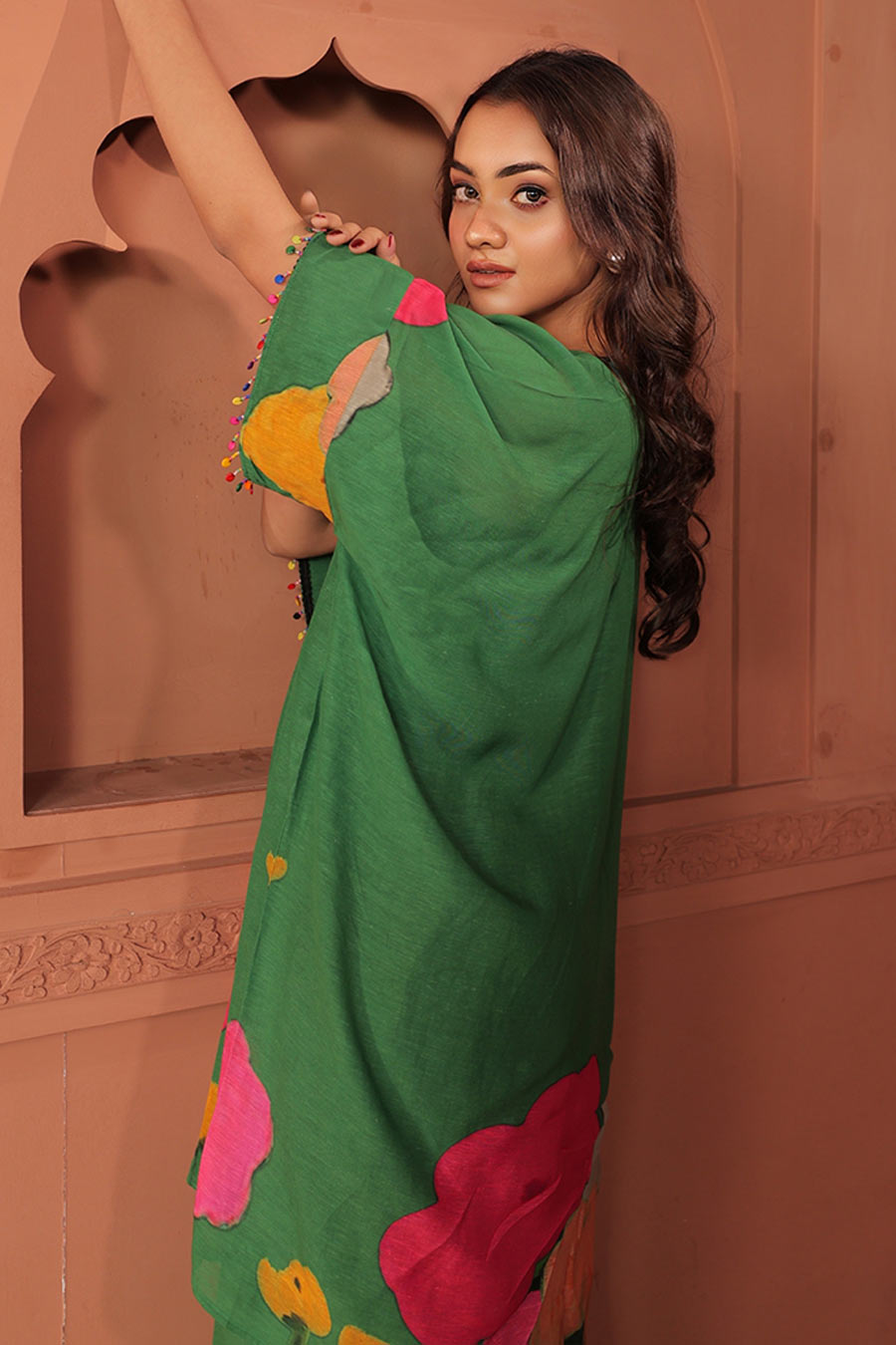 Green Pankhudi Printed Kaftan & Pant Set