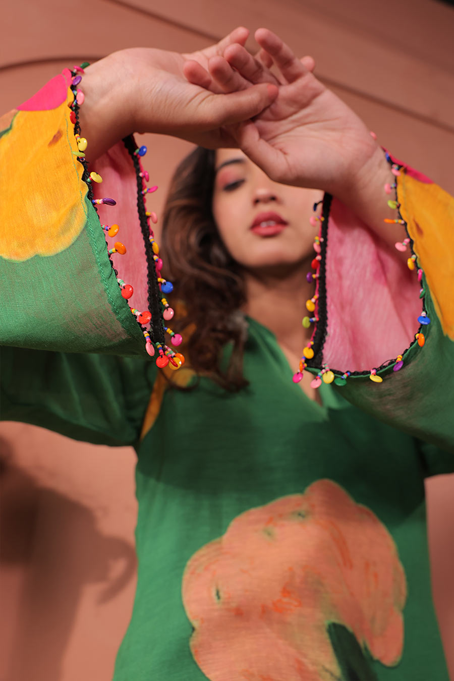 Green Pankhudi Printed A-Line Kurta Set