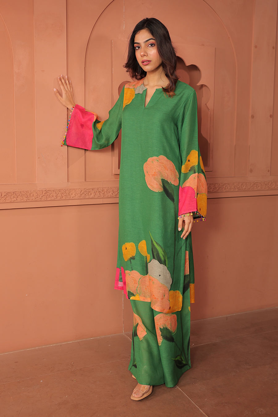 Green Pankhudi Printed Kurta & Pant Set
