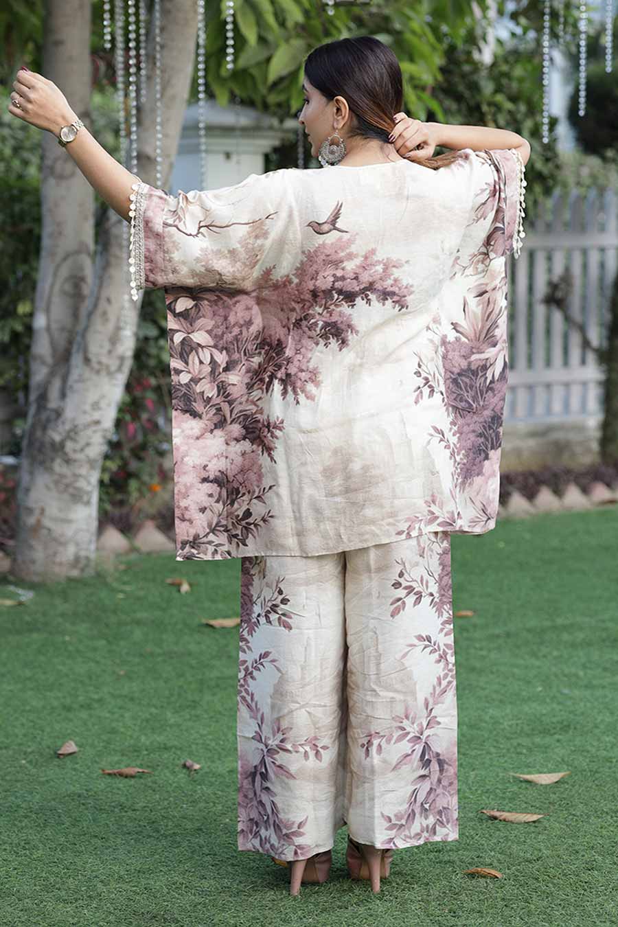 Pale Pink Vanya Embellished Kaftan & Palazzo Set