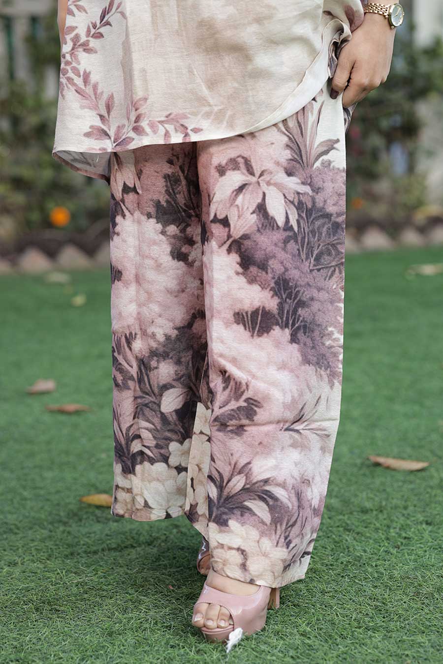 Pale Pink Vanya Embellished Kaftan & Palazzo Set