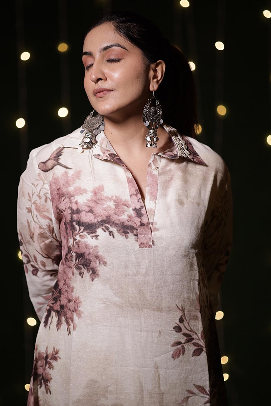 Pale Pink Vanya Embellished Tunic & Palazzo Set