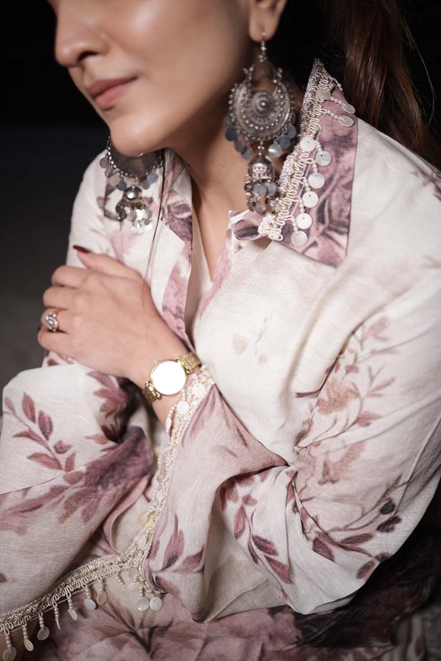 Pale Pink Vanya Embellished Tunic & Palazzo Set