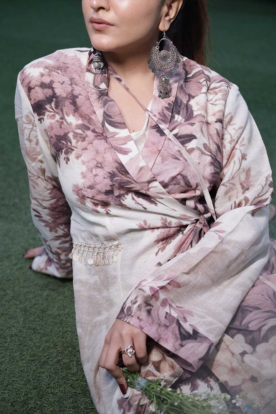Pale Pink Vanya Embellished Blazer & Palazzo Set