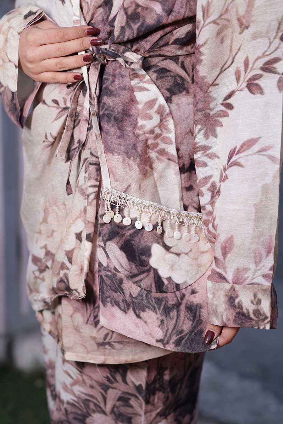 Pale Pink Vanya Embellished Blazer & Palazzo Set