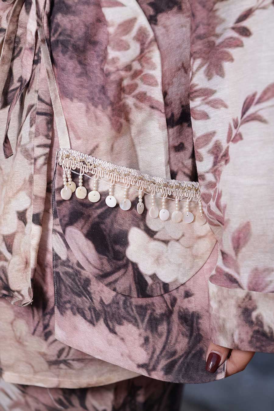 Pale Pink Vanya Embellished Blazer & Palazzo Set