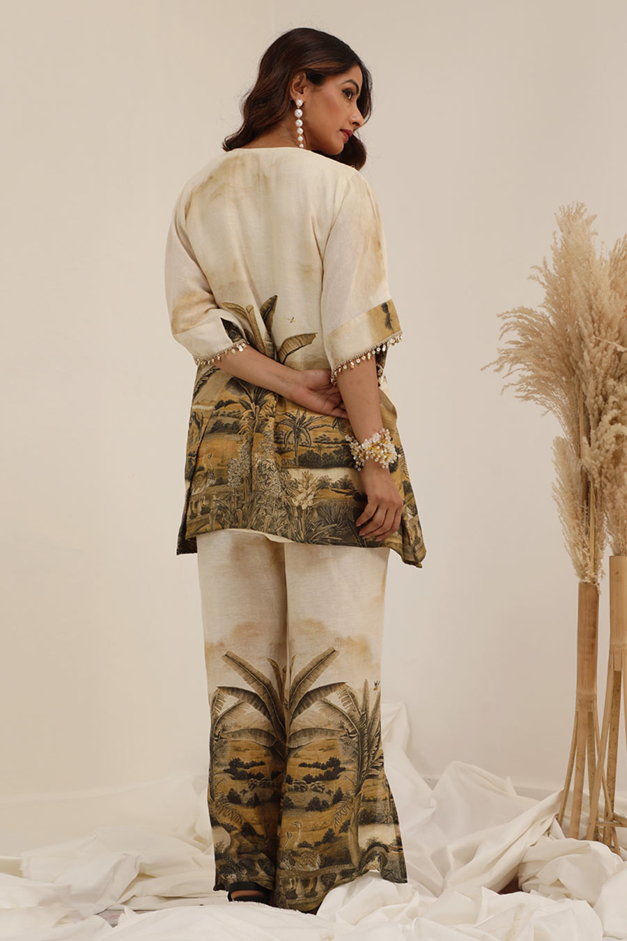 Off-White Vanya Embellished Kaftan & Palazzo Set