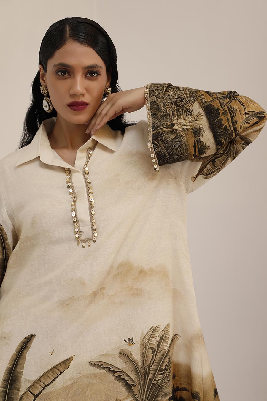 Off-White Vanya Embellished Tunic & Palazzo Set