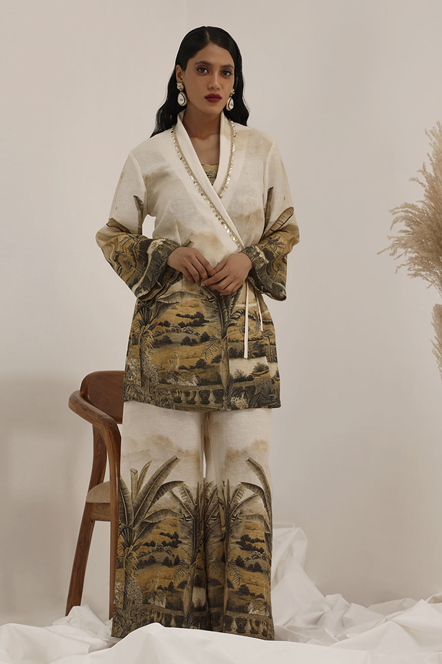 Off-White Vanya Embellished Blazer & Palazzo Set