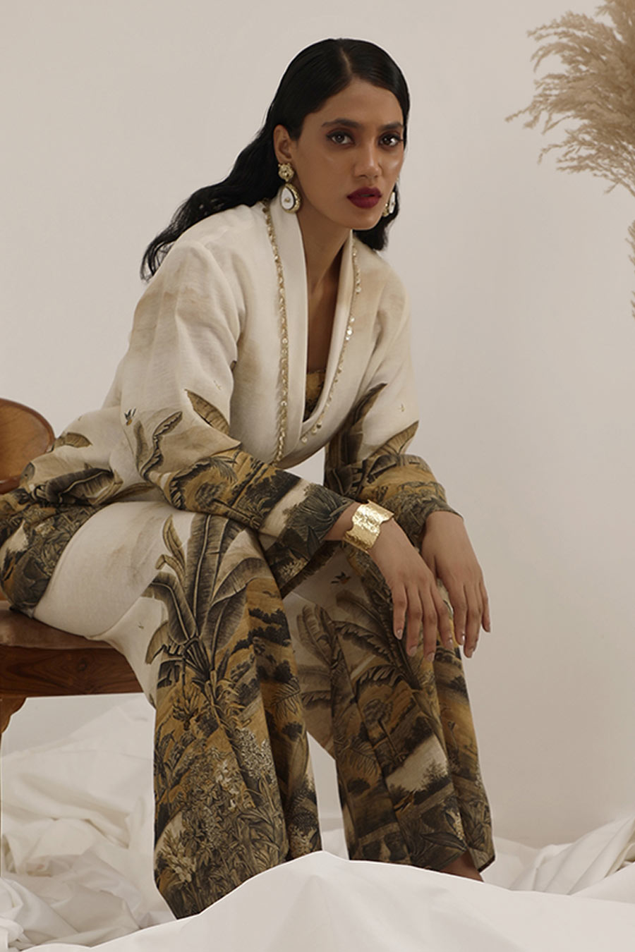 Off-White Vanya Embellished Blazer & Palazzo Set