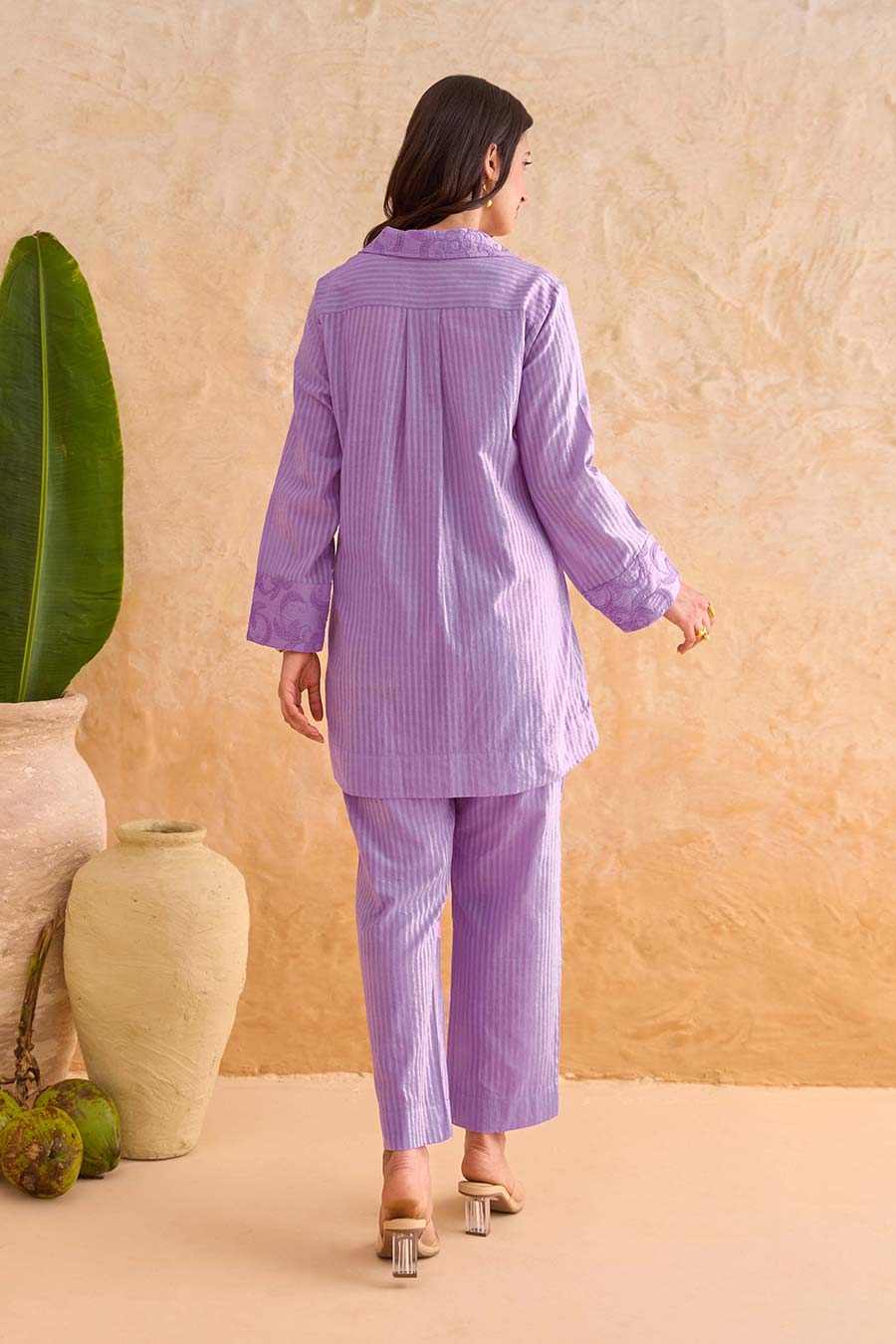 Lilac Wisteria Vine Embroidered Co-Ord Set