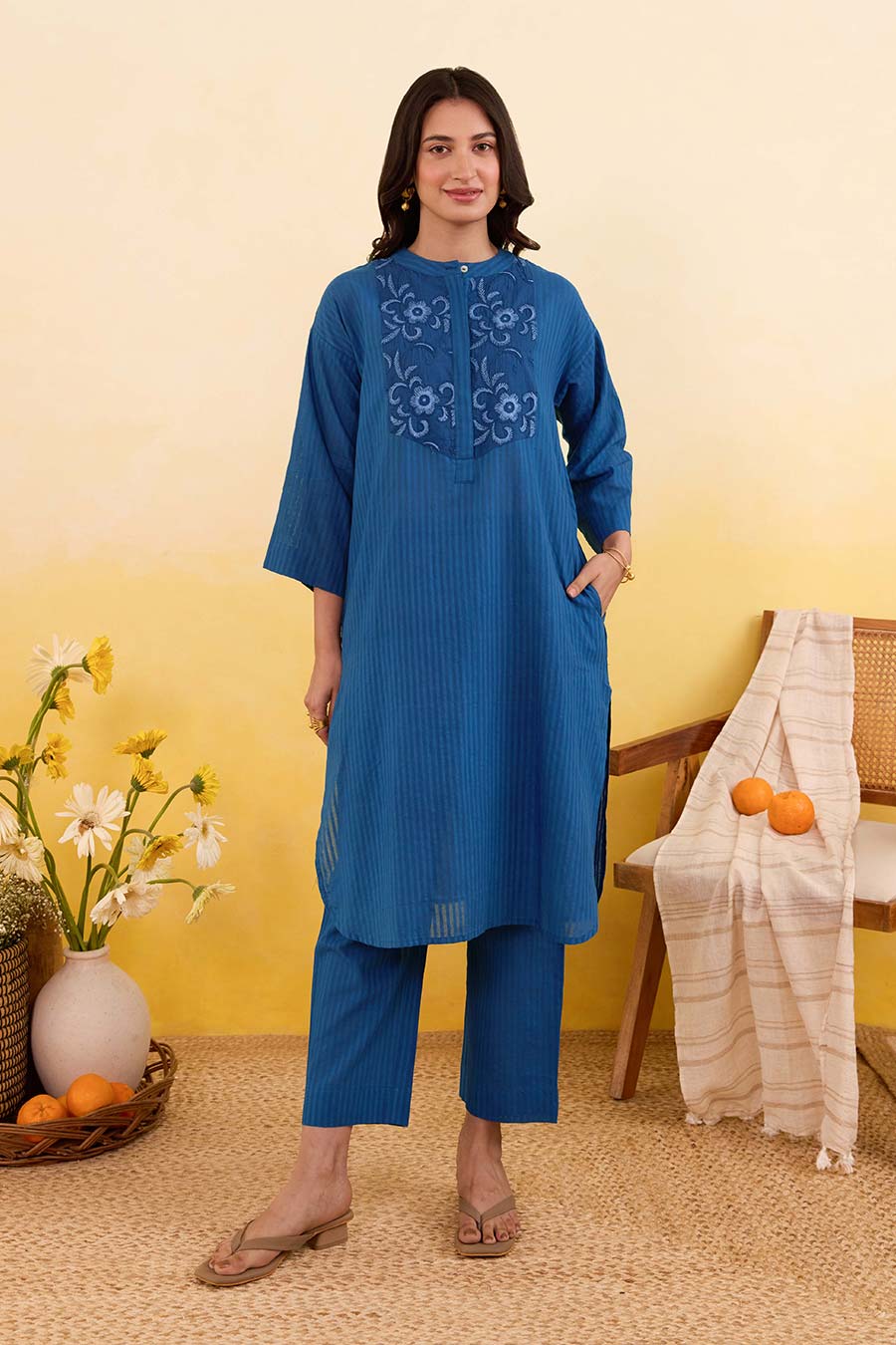 Blueberry Bloom Embroidered Co-Ord Set