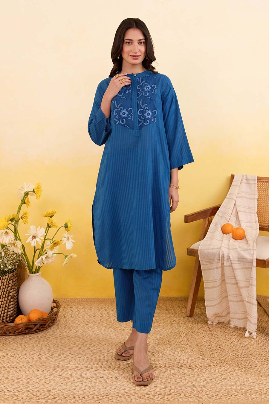 Blueberry Bloom Embroidered Co-Ord Set