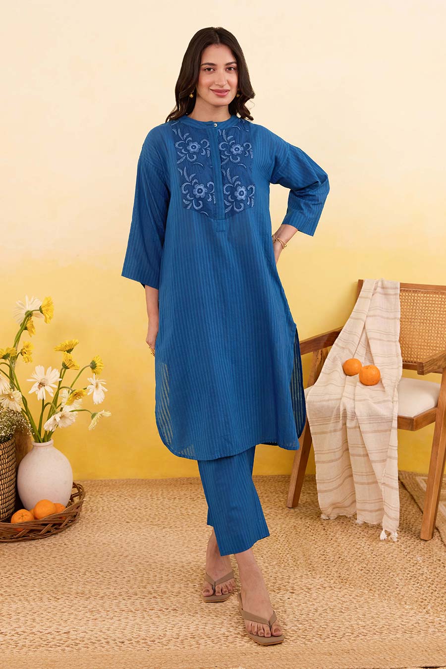Blueberry Bloom Embroidered Co-Ord Set