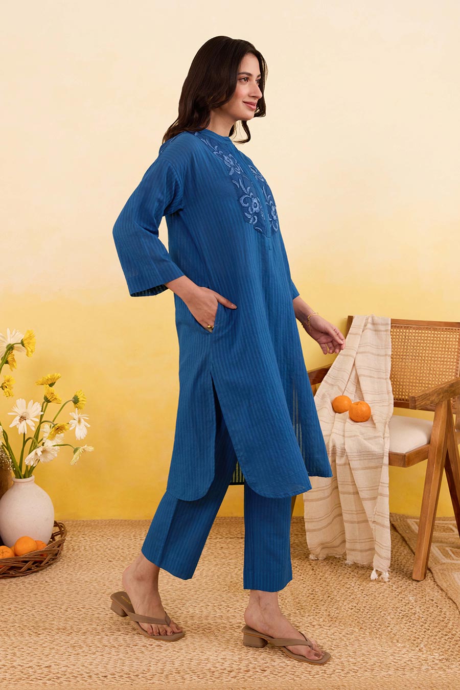 Blueberry Bloom Embroidered Co-Ord Set
