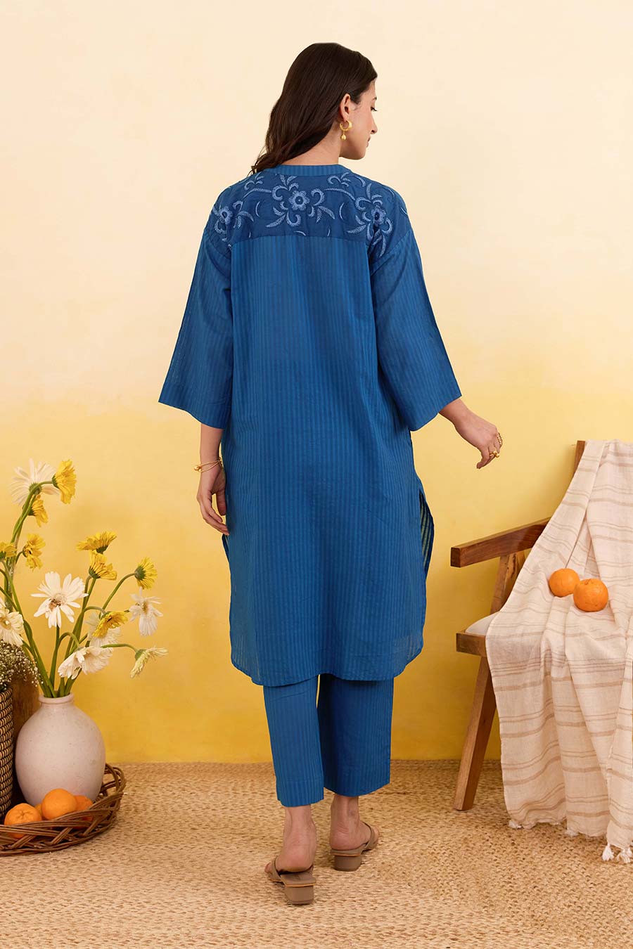 Blueberry Bloom Embroidered Co-Ord Set