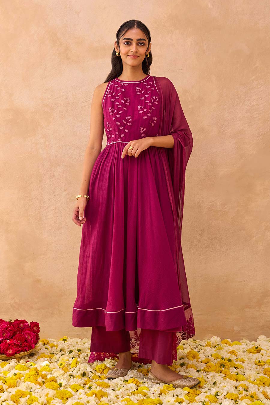 Magenta Berry Bash Embroidered Kurta Set