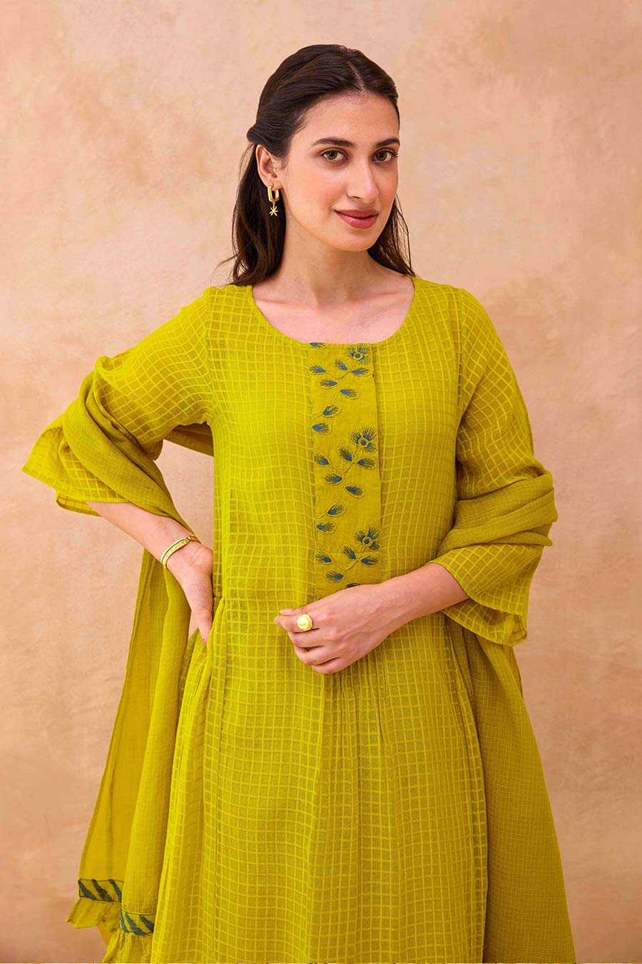 Green Amber Bloom Embroidered Kurta Set