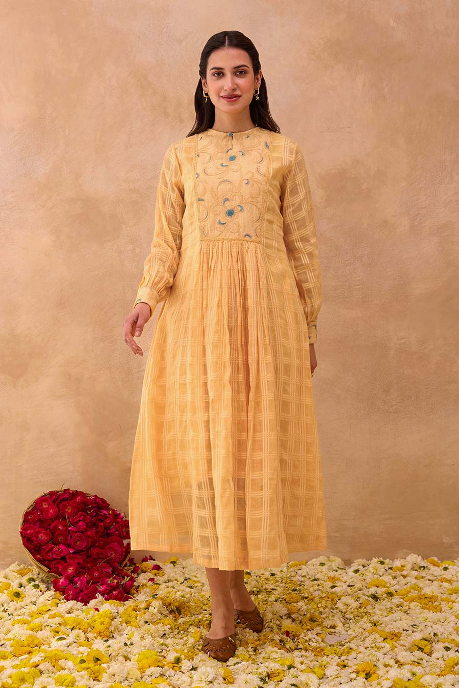 Marigold Bloom Embroidered Dress