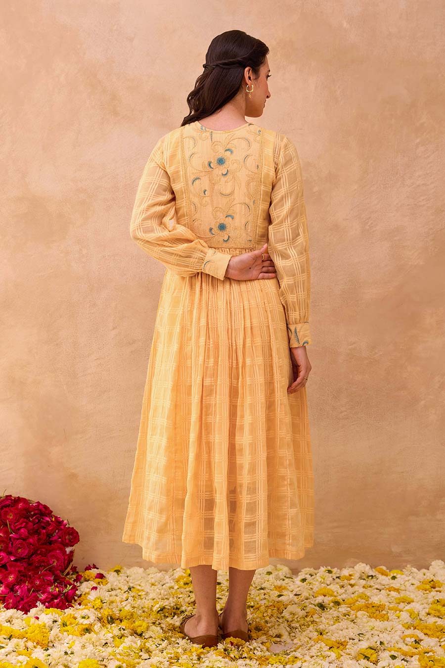 Marigold Bloom Embroidered Dress
