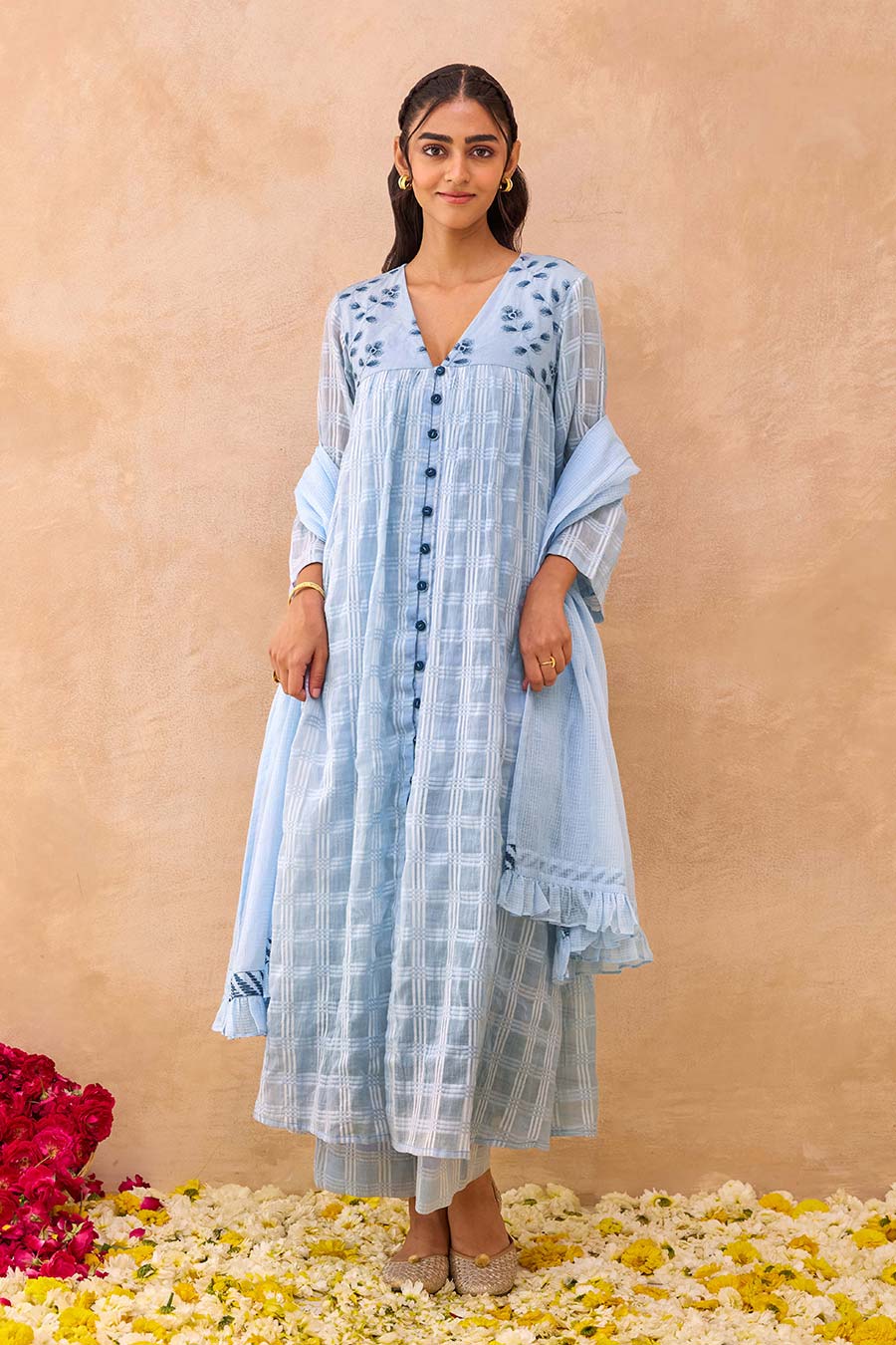 Blue Morning Mist Embroidered Kurta Set