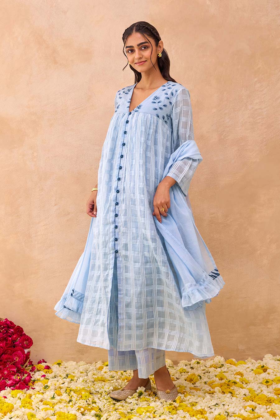 Blue Morning Mist Embroidered Kurta Set