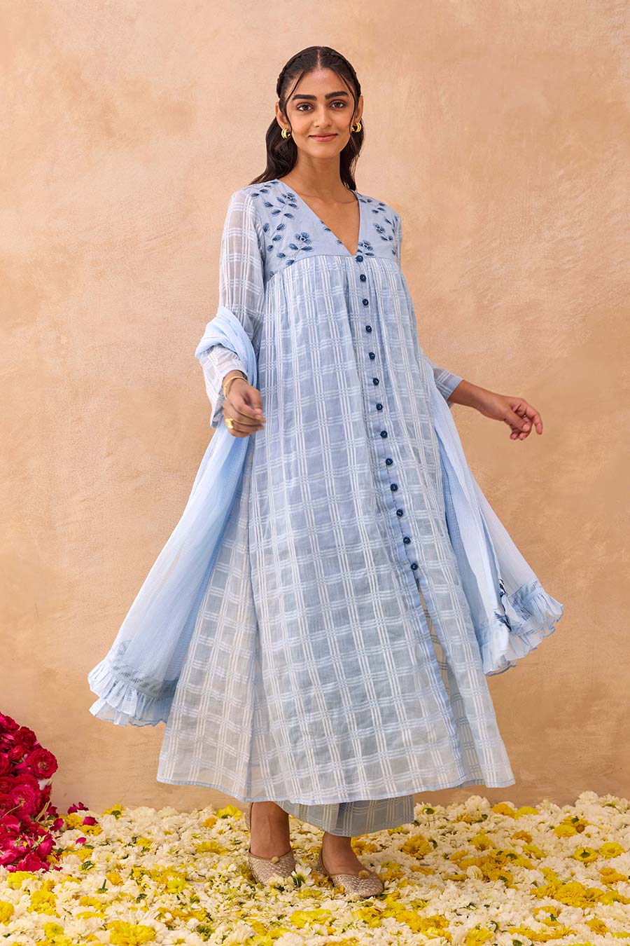 Blue Morning Mist Embroidered Kurta Set