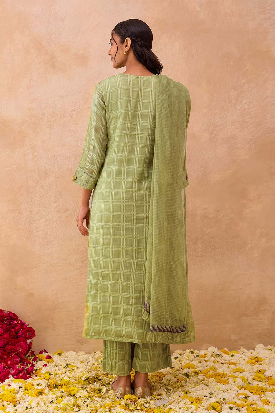 Sage Green Kurta Embroidered Set