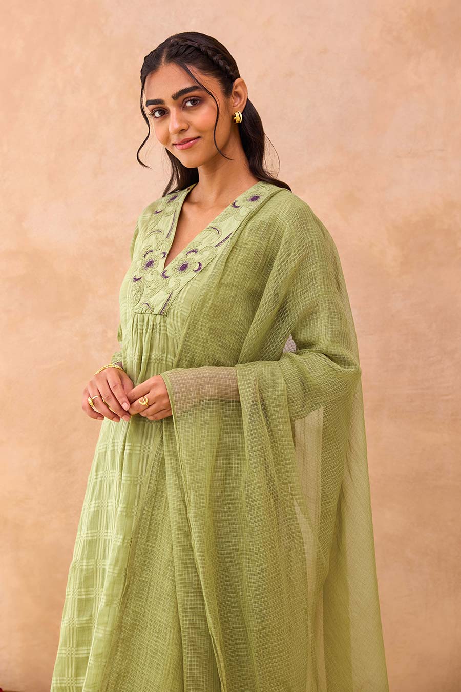 Sage Green Kurta Embroidered Set