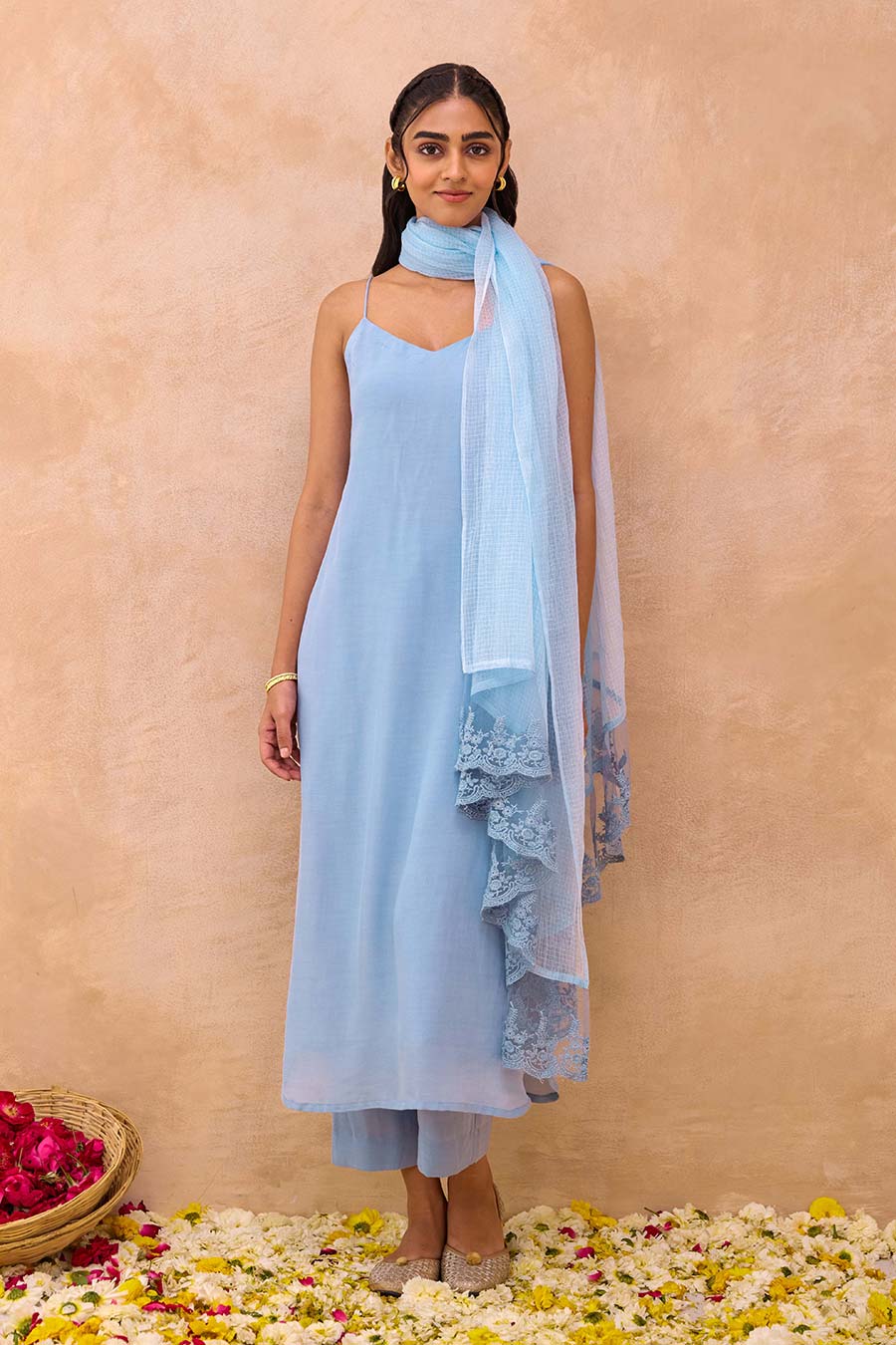 Blue Serene Sky Cotton Silk Kurta Set