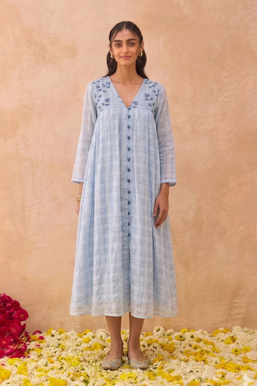 Blue Skyloom Embroidered Dress