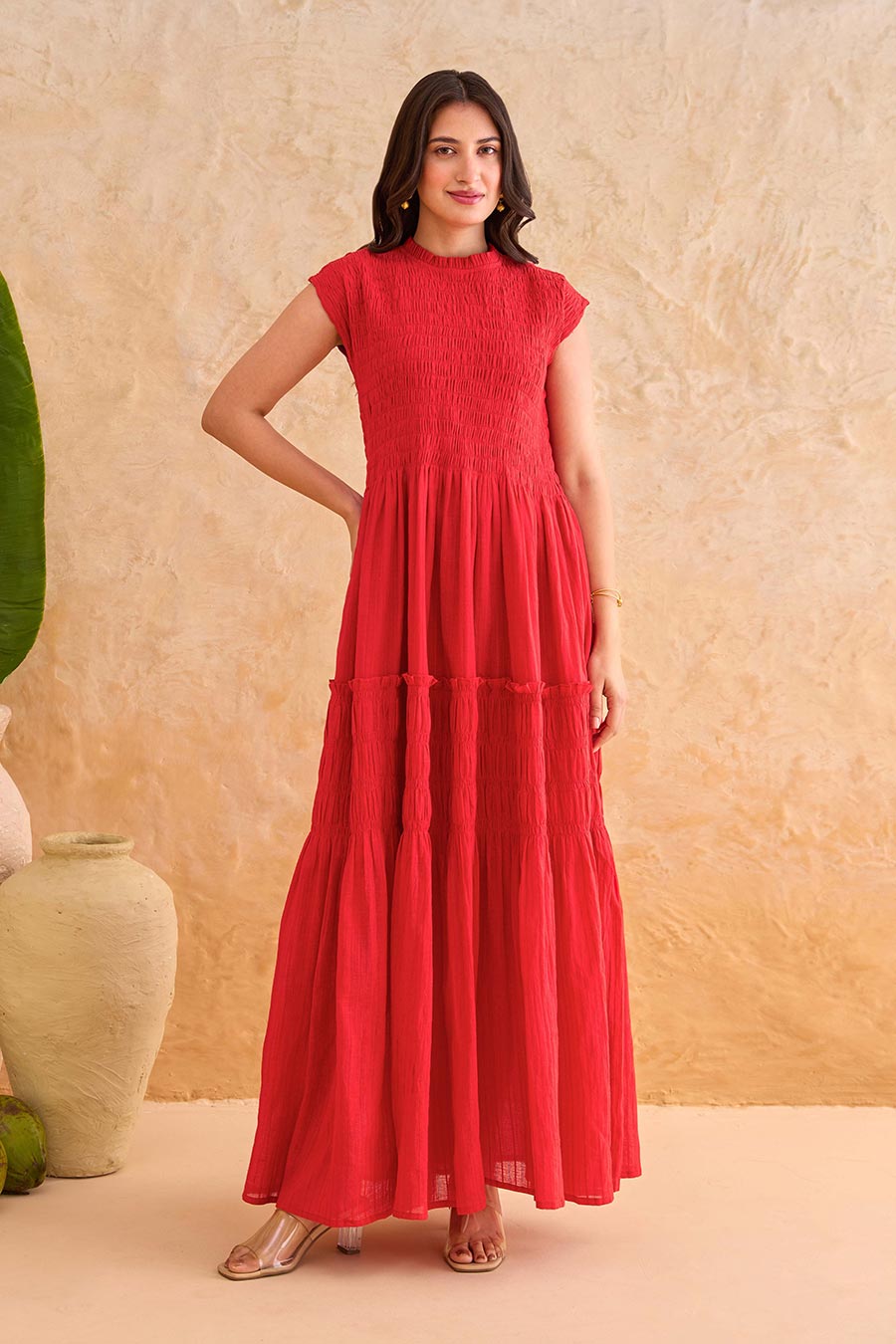 Poppy Red Breezy Tiered Maxi Dress