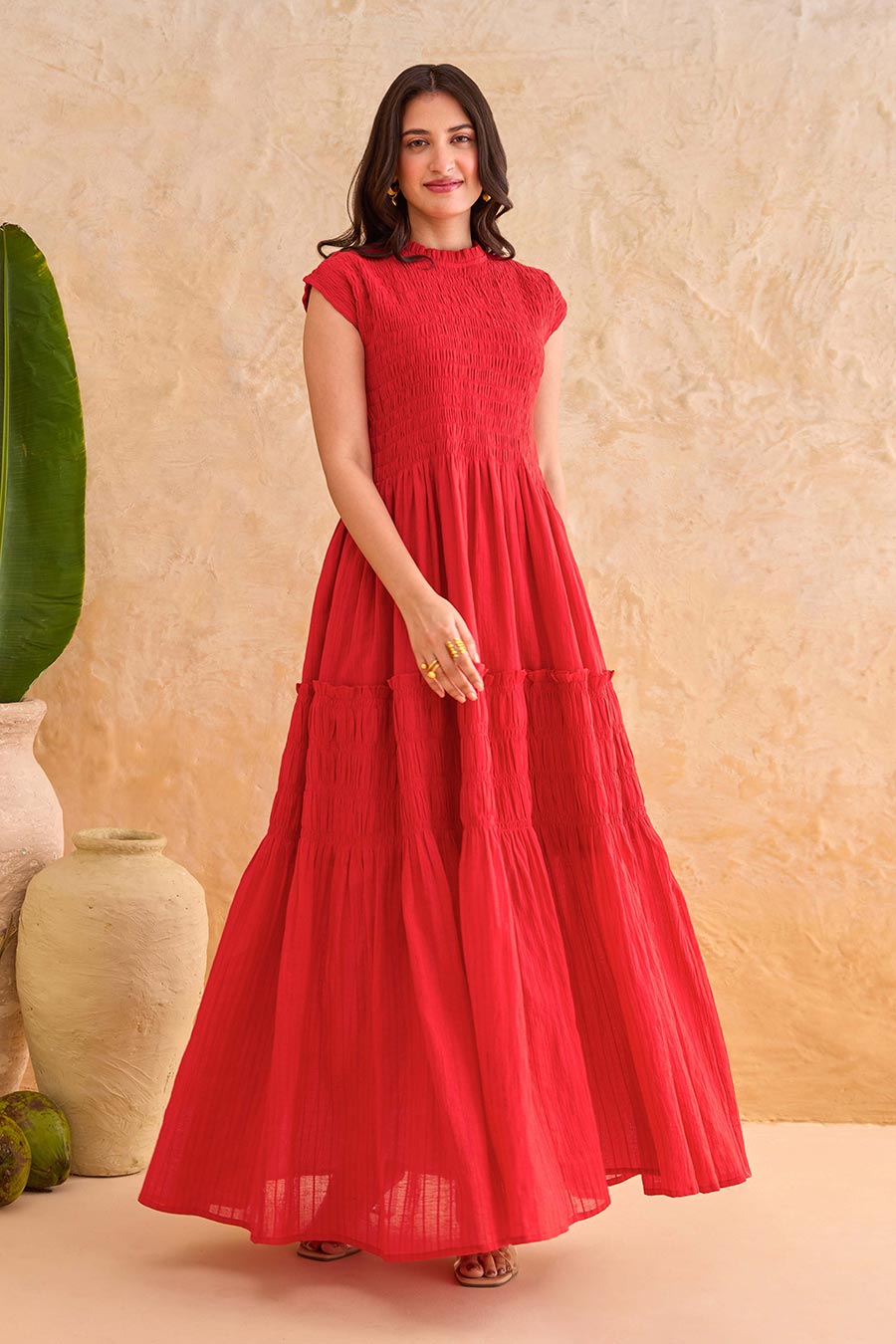 Poppy Red Breezy Tiered Maxi Dress