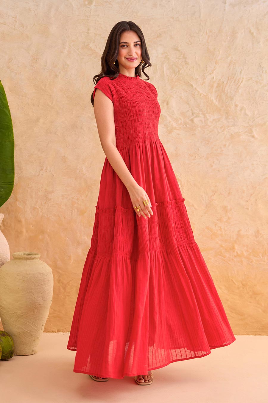Poppy Red Breezy Tiered Maxi Dress