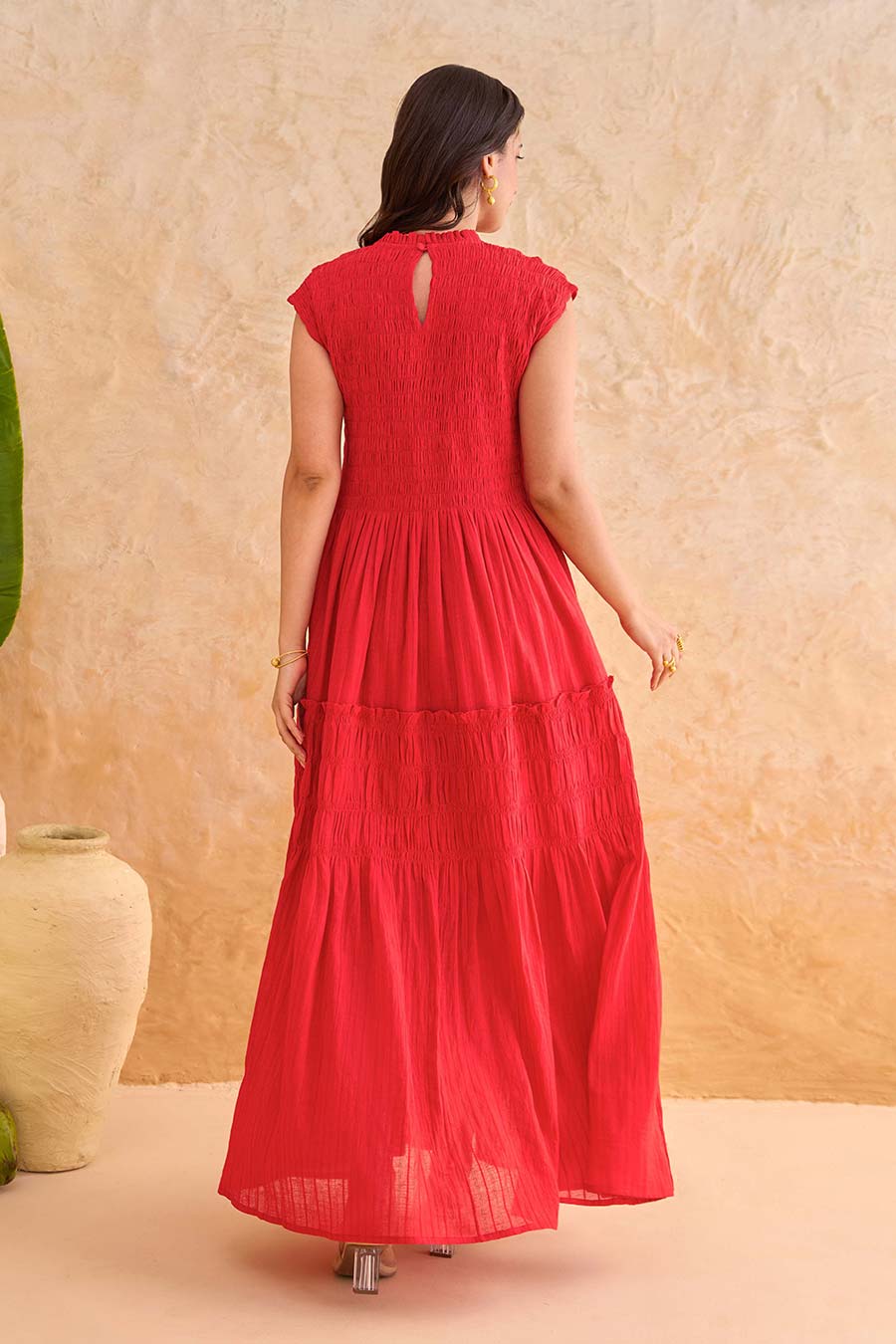 Poppy Red Breezy Tiered Maxi Dress