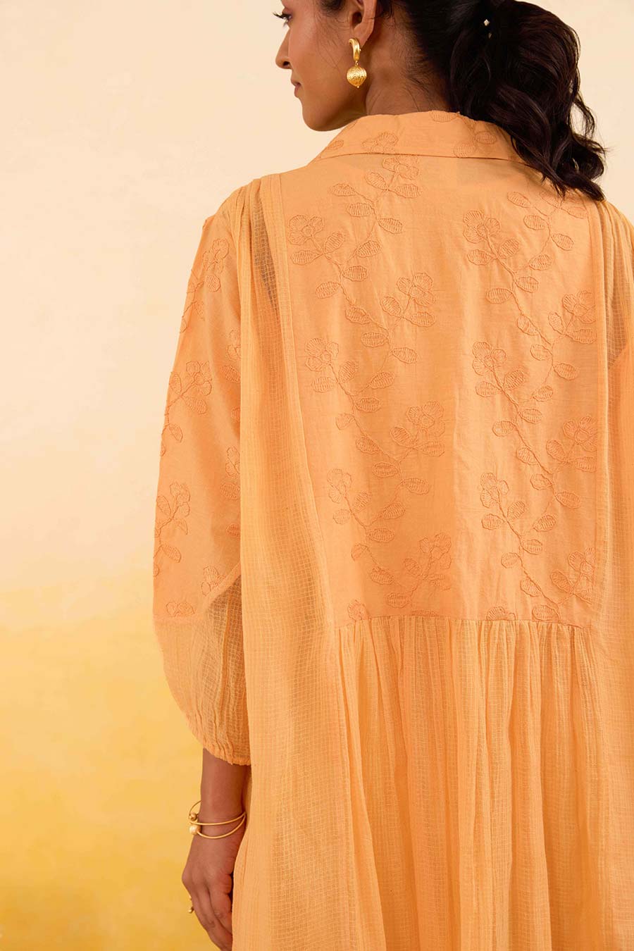 Yellow Marigold Daydream Embroidered Shirt Dress