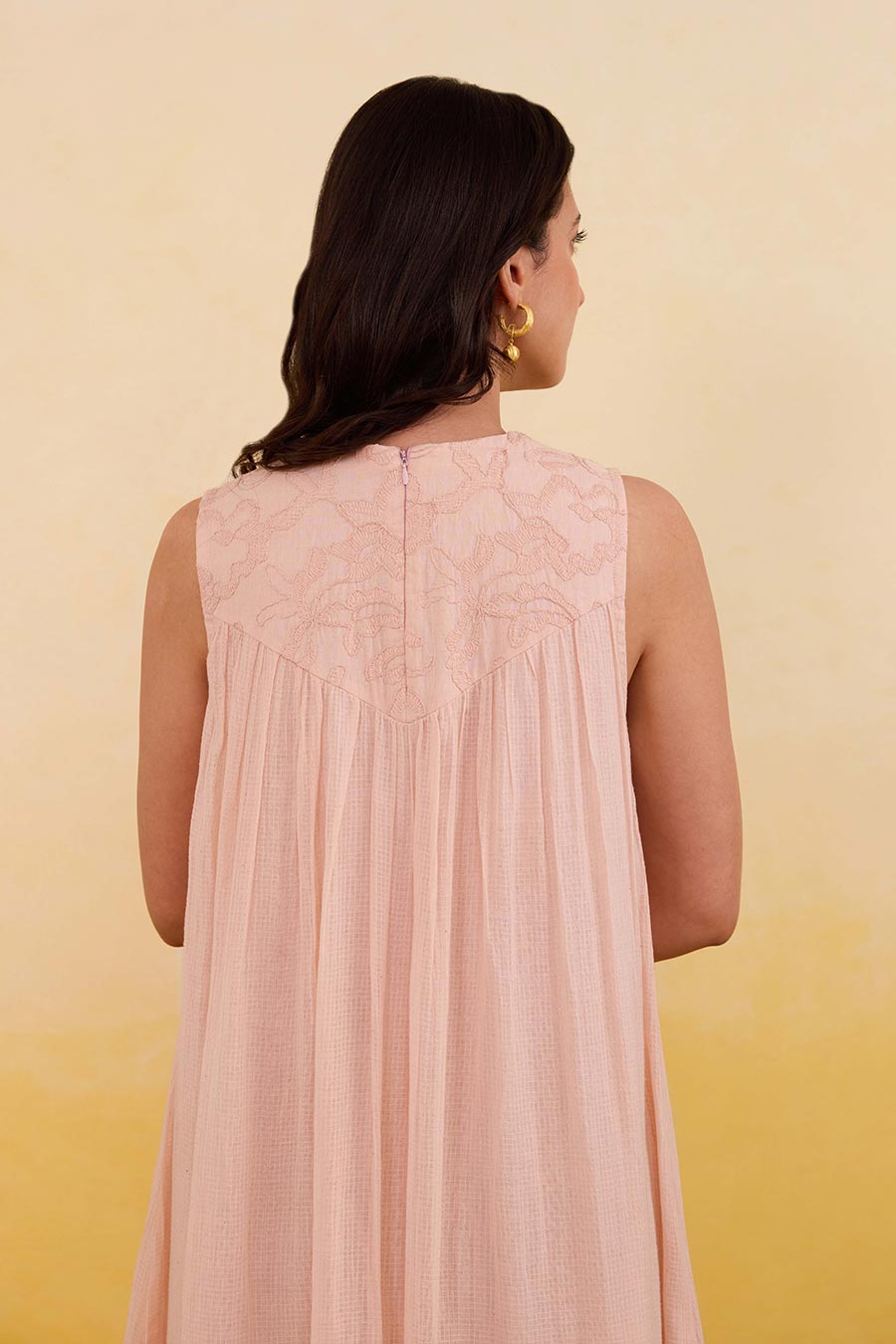 Apricot Bloom Embroidered Maxi Dress