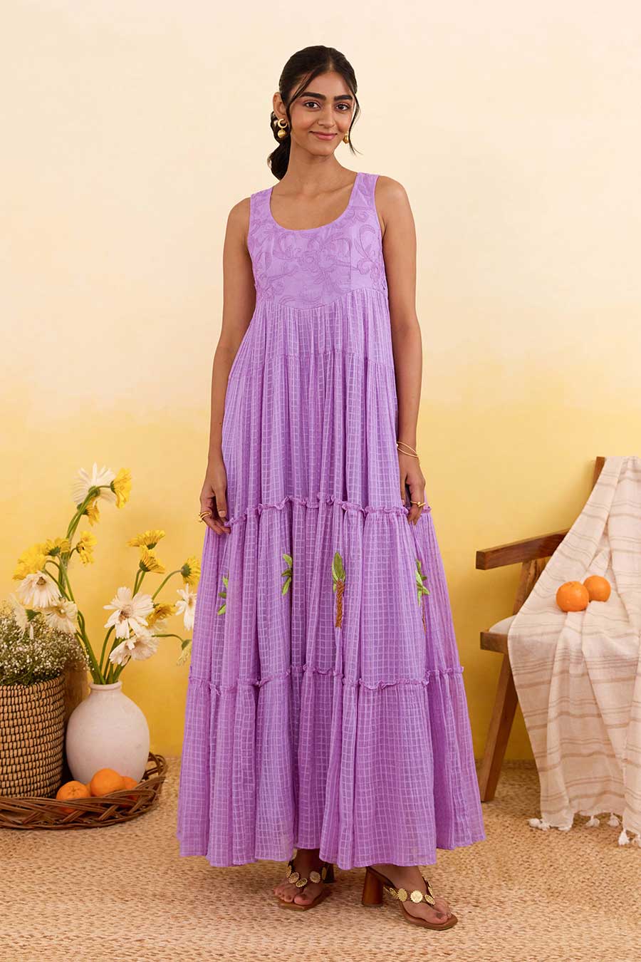 Lilac Breeze Embroidered Maxi Dress