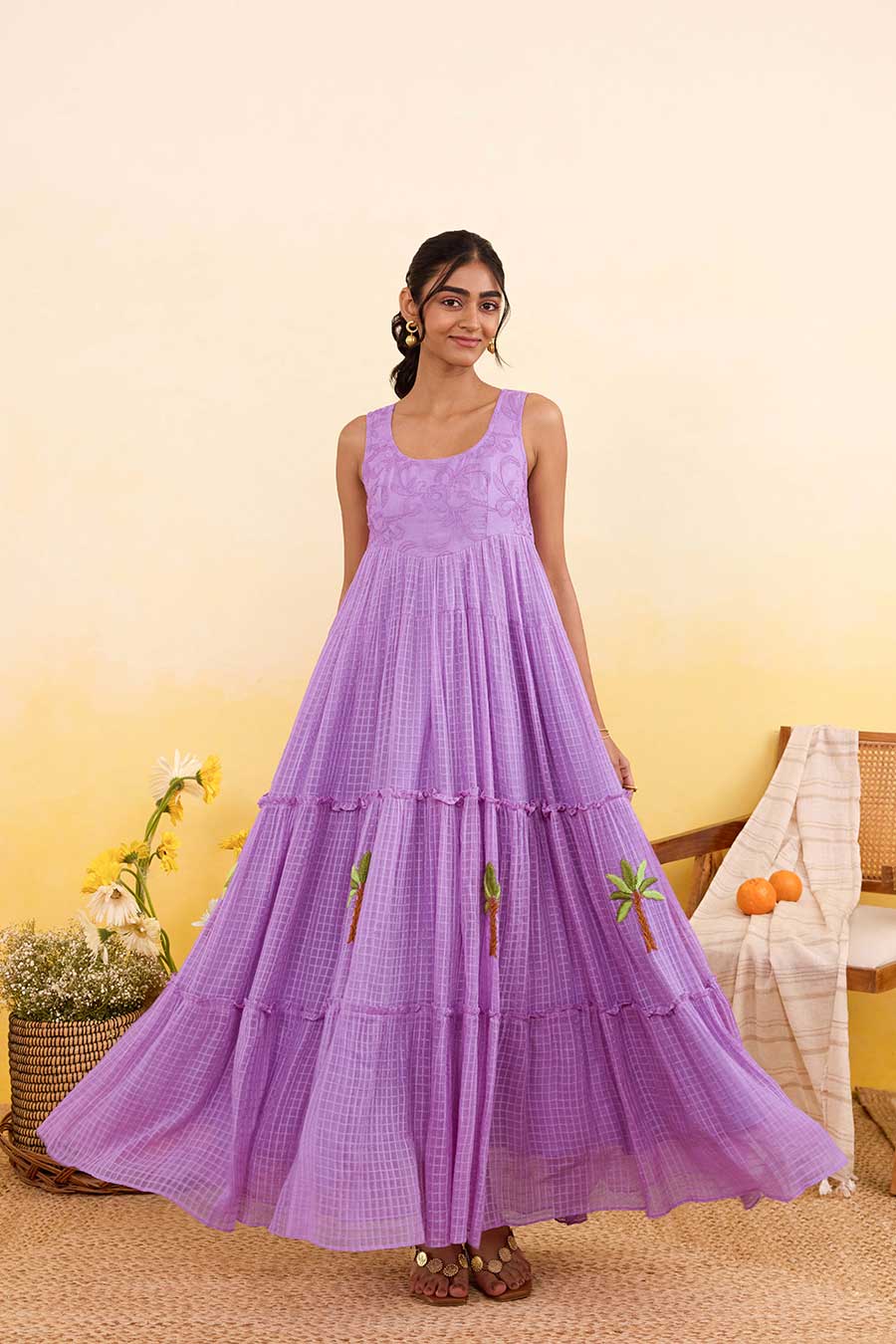 Lilac Breeze Embroidered Maxi Dress