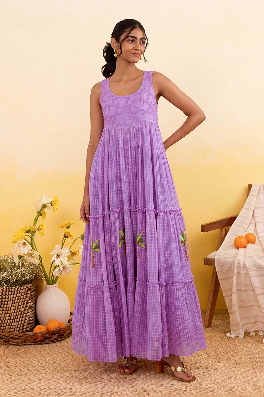 Lilac Breeze Embroidered Maxi Dress