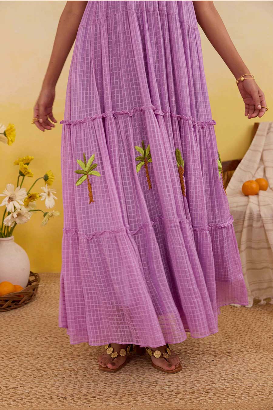 Lilac Breeze Embroidered Maxi Dress