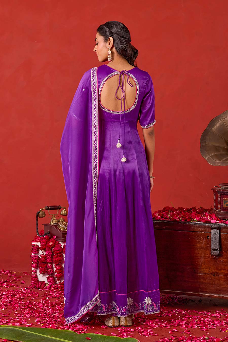 Noorvi Purple Embroidered Anarkali Set