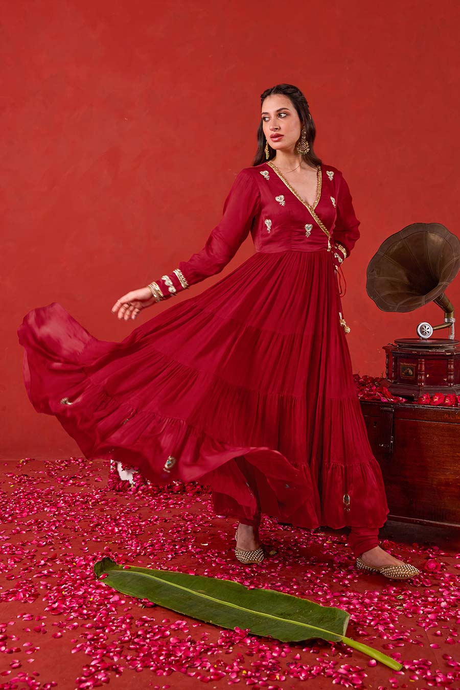 Ruhani Red Embroidered Anarkali Set