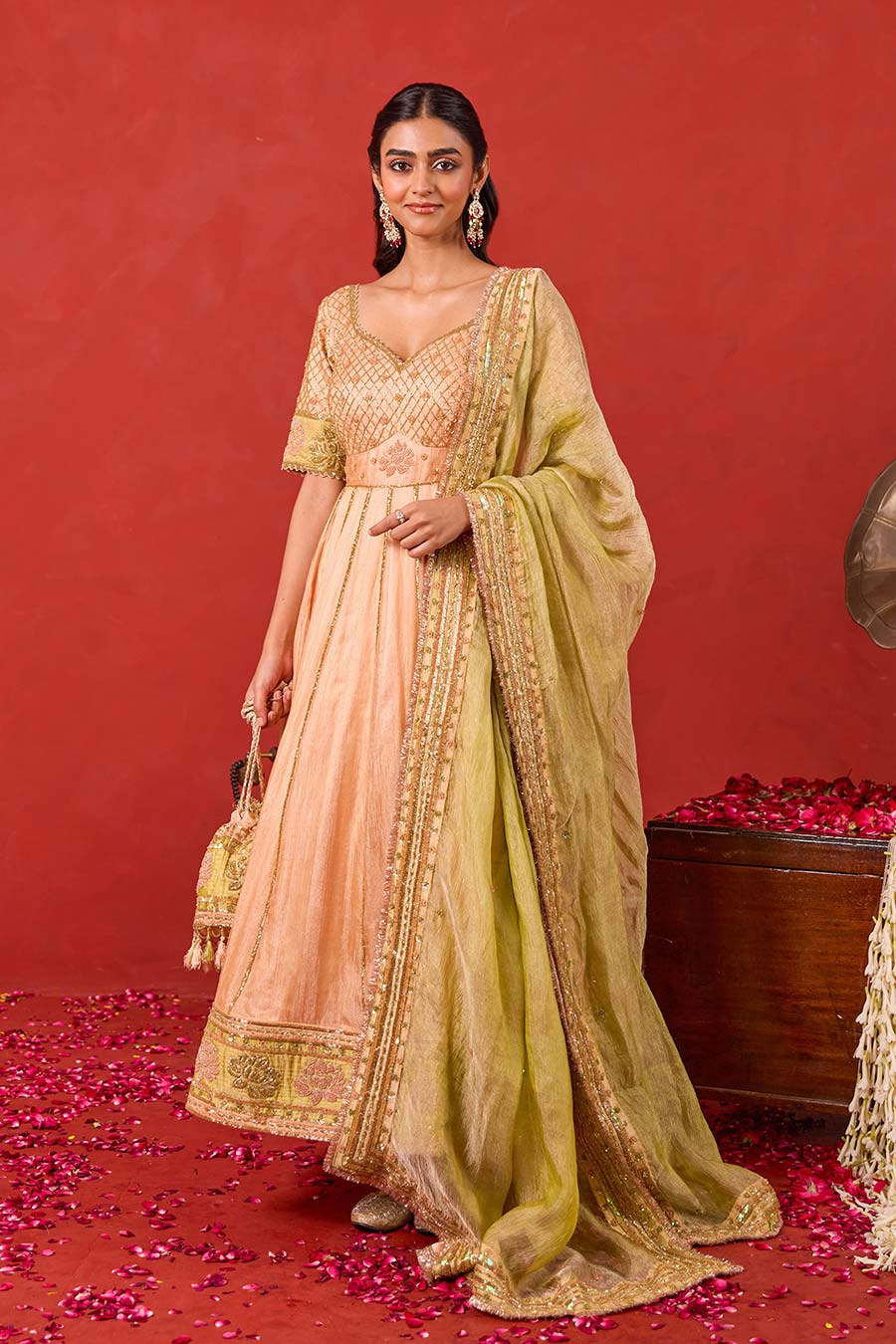 Inaayat Peach Embroidered Anarkali Set
